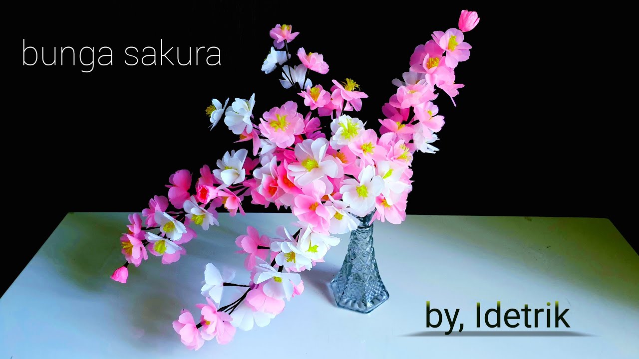  Cara  membuat  bunga  sakura  dari kantong plastik  kresek 