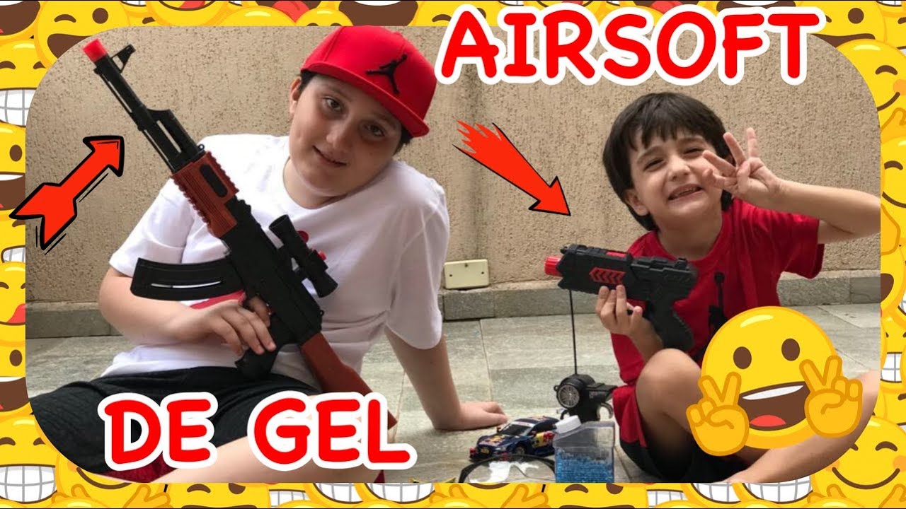 ARMAS AIRSOFT DE BRINQUEDO ! COM MUNIÇÃO EM GEL ! 🔫🎬😃✌🏻 