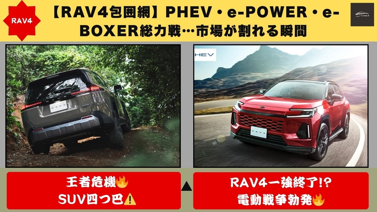 【徹底比較⚠️】新型RAV4のメカニズム＆装備は本当に最強か？フォレスター／エクストレイル／アウトランダーと“電動性能”ガチ検証🔥【クルマのホンネ】#自動車ニュース 最新 #新型車両