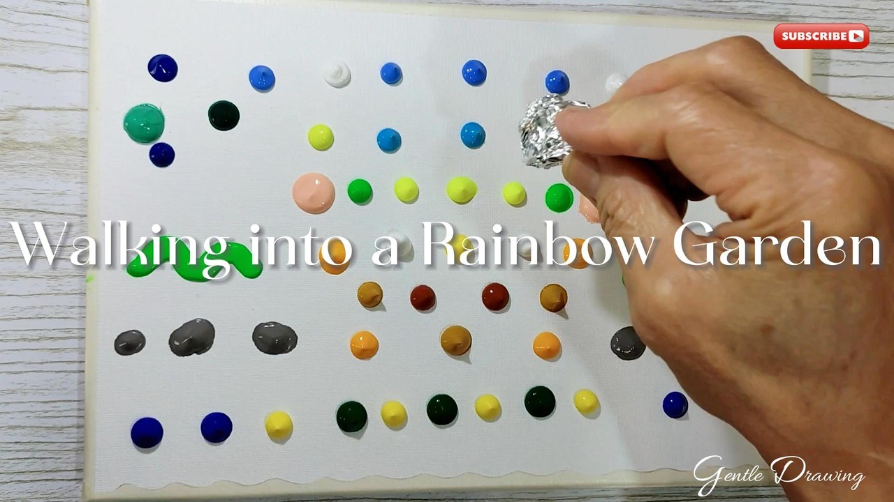 Gentle Lines — Walking into a Rainbow Garden | Calm Acrylic Painting Process | Relaxing Art Vol.27