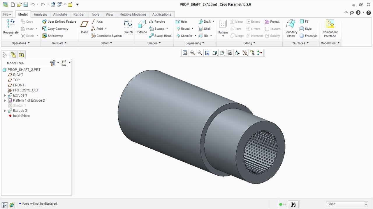 Designing sliding joint for propeller shaft in Creo 2.0 YouTube