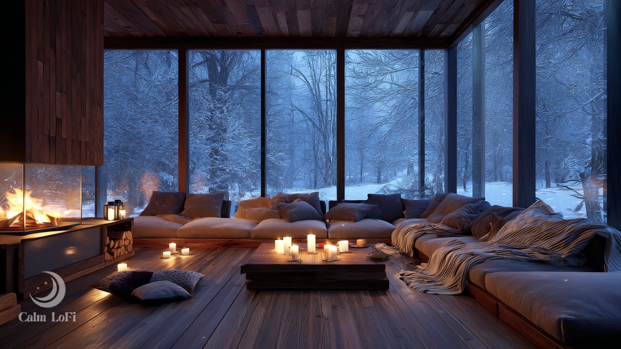 Snowy Forest Cabin Fireplace 🌙 – Deep Sleep & Winter Ambience／雪の森に包まれるキャビン暖炉｜深い眠りの冬アンビエンス
