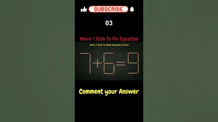 Matchstick Puzzles | Move 1 Stick To Fix The Equation | 7+6=9| #shorts #puzzle #riddles #brainpuzzle
