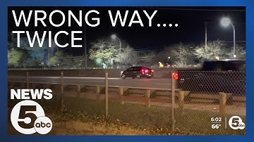 Caught on Camera: Car drives wrong way on I-90 twice after police pursuit