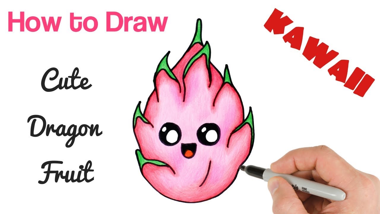 How to Draw Dragon Fruit Cute Kawaii Food #kawaii - YouTube