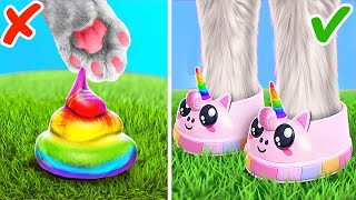 Watch Your Step Little kitten!🦄🐈 *Crazy Unicorn Pet Boots And Rich VS Poor Pets Gadgets*