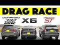 Ford explorer st races bmw x6 and dodge durango srt 392 things get wet drag and roll race