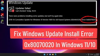 Fix Windows Update Install Error Code 0x80070020 In Windows 11/10