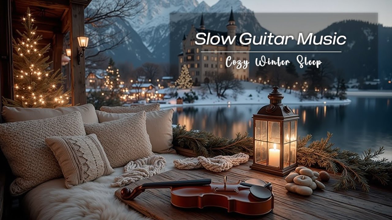Мягкие медленные гитарные мелодии в снежную ночь