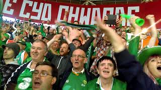 Ireland Fans belt out "Ole, Ole. Ole" after beating Wales 1-0. World Cup Qualifier 9 Oct 2017