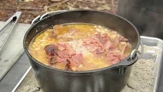 Soup Beans And Ham in a Camp Dutch Oven