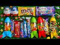 ASMR Most Popular Candys / some lots of colorful rainbow lollipop candy / unpacking chocolate eat