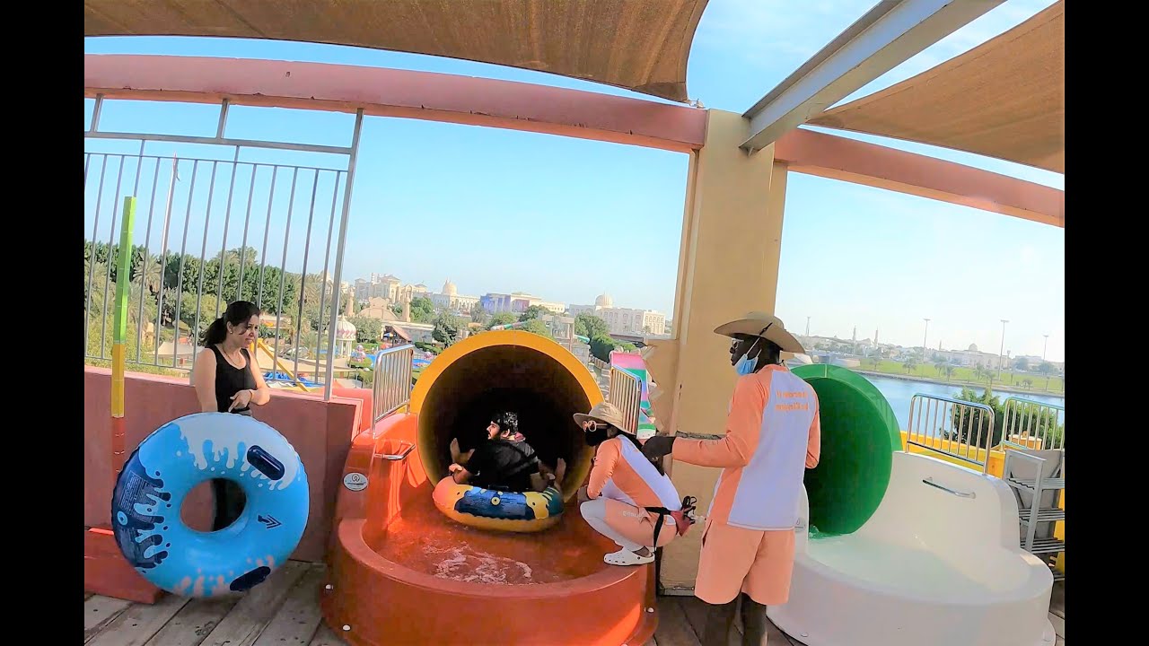 The Fort Yellow & Orange Waterslide | Pearl Kingdom Waterpark Sharjah | 