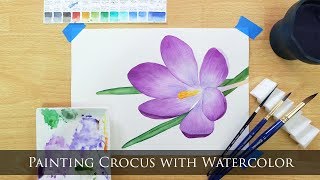 Painting Crocus Flower with Watercolor