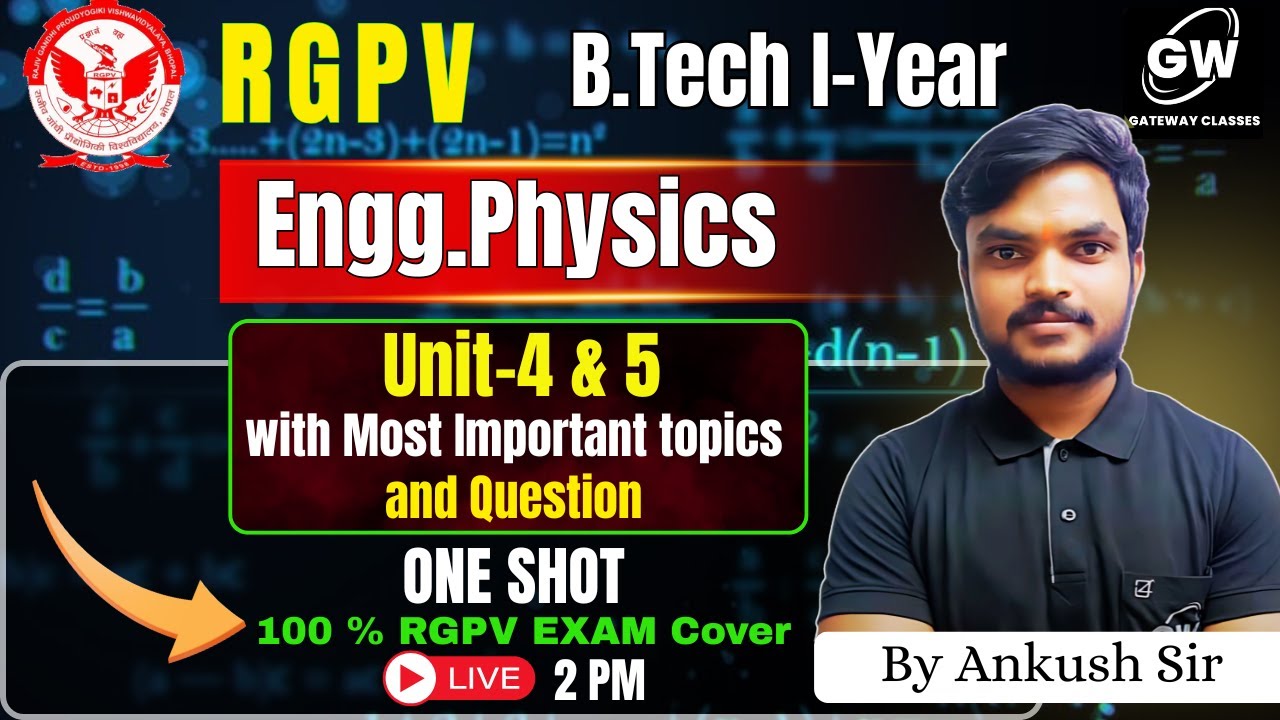 RGPV Engineering Physics Unit 4 & 5 One Shot | Lasers + Electrostatics ...
