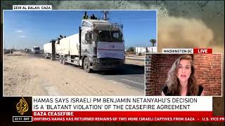 Natasha Hall to Al Jazeera English: Food Supplies to Gaza are below targets. Details