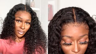 Curly Lace Frontal Wig Install With Soft Baby Hair  | Start to Finish | Hurela Hair