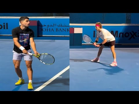 Carlos Alcaraz vs Andrey Rublev INTENSE Practice Match  Doha 2025
