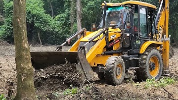 JCB Backhoe Clearing Forest Ground To Planet New Tree - JCB Working on Forest - JCB Backhoe Video