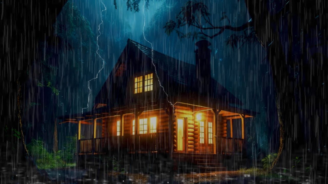🌧️ Cozy Forest Cabin Rain at Night | Deep Sleep & Relaxing Rain Sounds ...