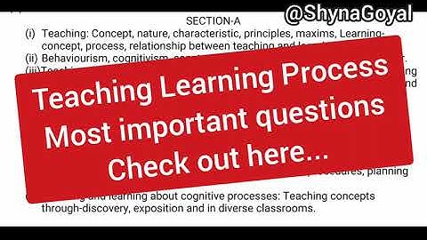 Teaching Learning Process important questions|B.ed SEM 1 Teaching Learning Process