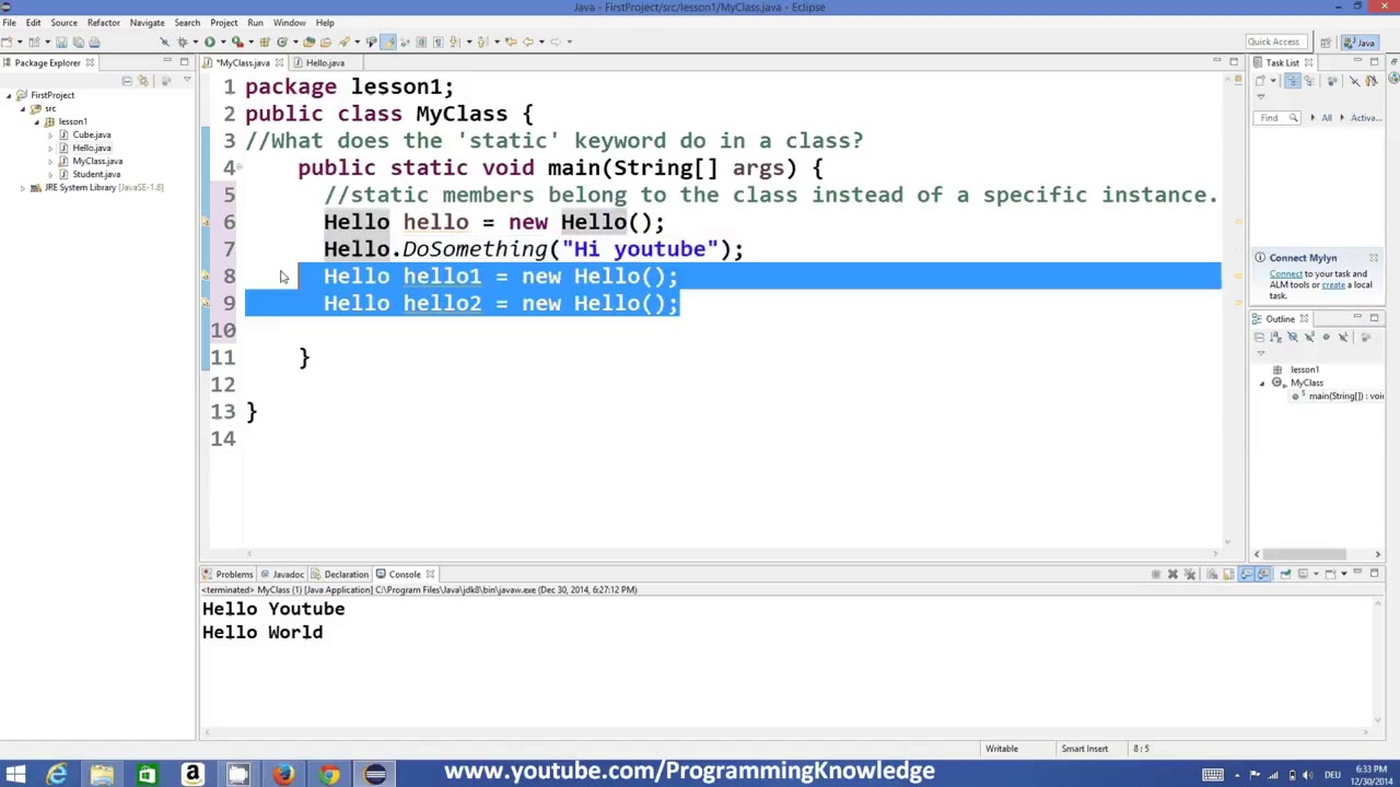 Java Tutorial For Beginners 21 'static' keyword in Java