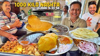 Delhi Street Food BULLETPROOF Nashta  Shahdara Afeem wale Chole Bhature, Chaudhary Mongra Poori