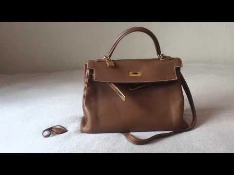 Hermes Ebene Veau Gulliver Leather Gold Hardware Kelly Retourne 32 Hermes