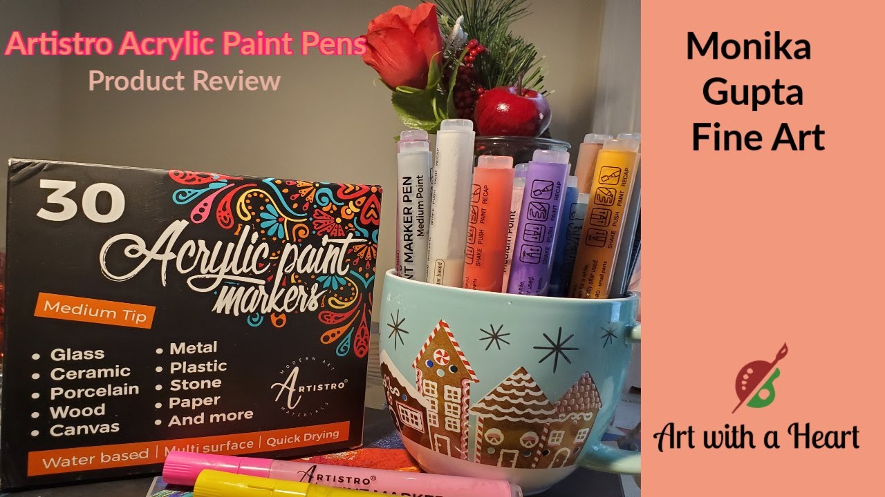Artistro 30 Acrylic Paint Markers Medium Tip and 30 Acrylic Paint