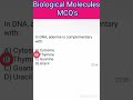 Biological Molecules MCQ's for  NEET | MDCAT | DPT|