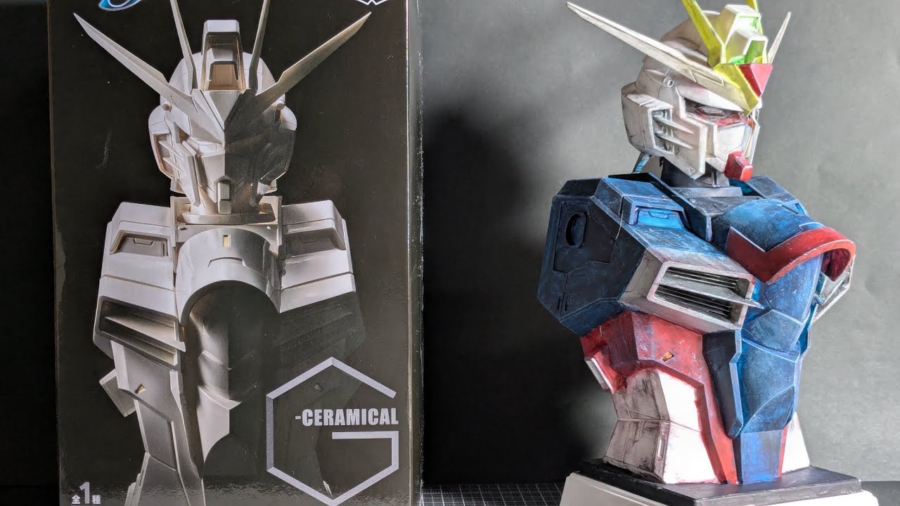 ライジングフリーダムガンダム 胸像 フィギュア リペイント プライズ塗装 【ライジングフリーダム 陶器風胸像】 水彩えのぐ