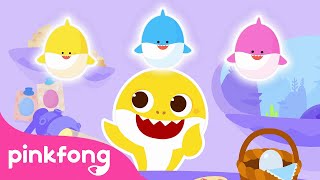 happy easter with baby shark coloring easter eggs compilation song story pinkfong