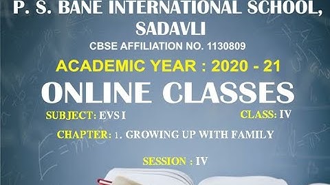 CLASS - 4TH , SUBJECT - EVS I, CHAPTER - 1 (GROWING UP WITH FAMILY) , SESSION – 4