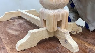 Skillful Carpenter  Manual Work Skills To Create Large Table Leg Sample With Strong joints