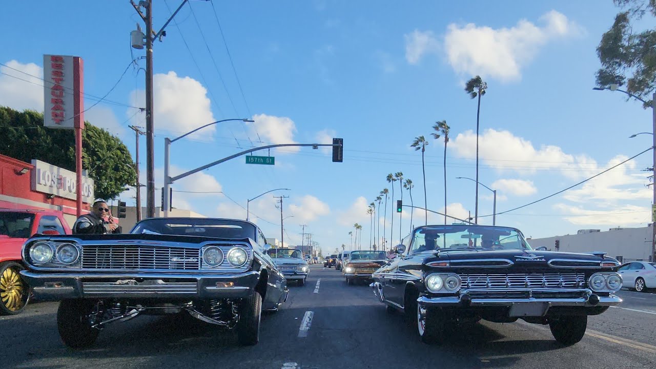 Lowriders cruising on a cold and very windy sunday (no more donuts ...