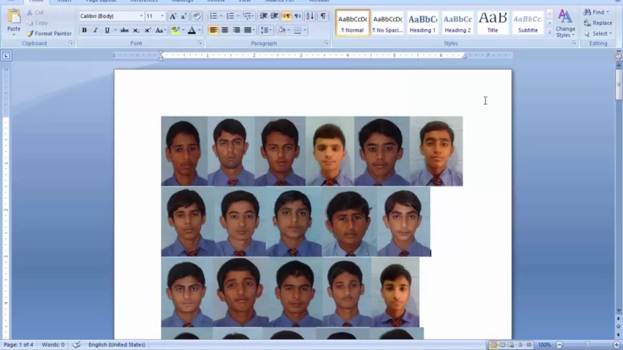 How To Develop Passport Photo In Ms Word Youtube