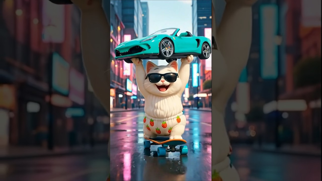 Kitten’s Toy Car Breaks – A Real Ferrari Helps Out! 💖 