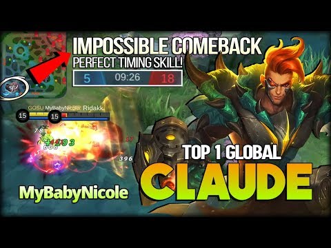 300 IQ Impossible Comeback! Perfect Skill Timing. MyBabyNicole Top 1 Global Claude - Mobile Legends