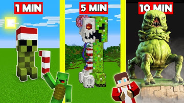 CREEPER STATUE Build Battle In Minecraft - NOOB VS PRO CHALLENGE - Maizen Mizen Mazien Parody