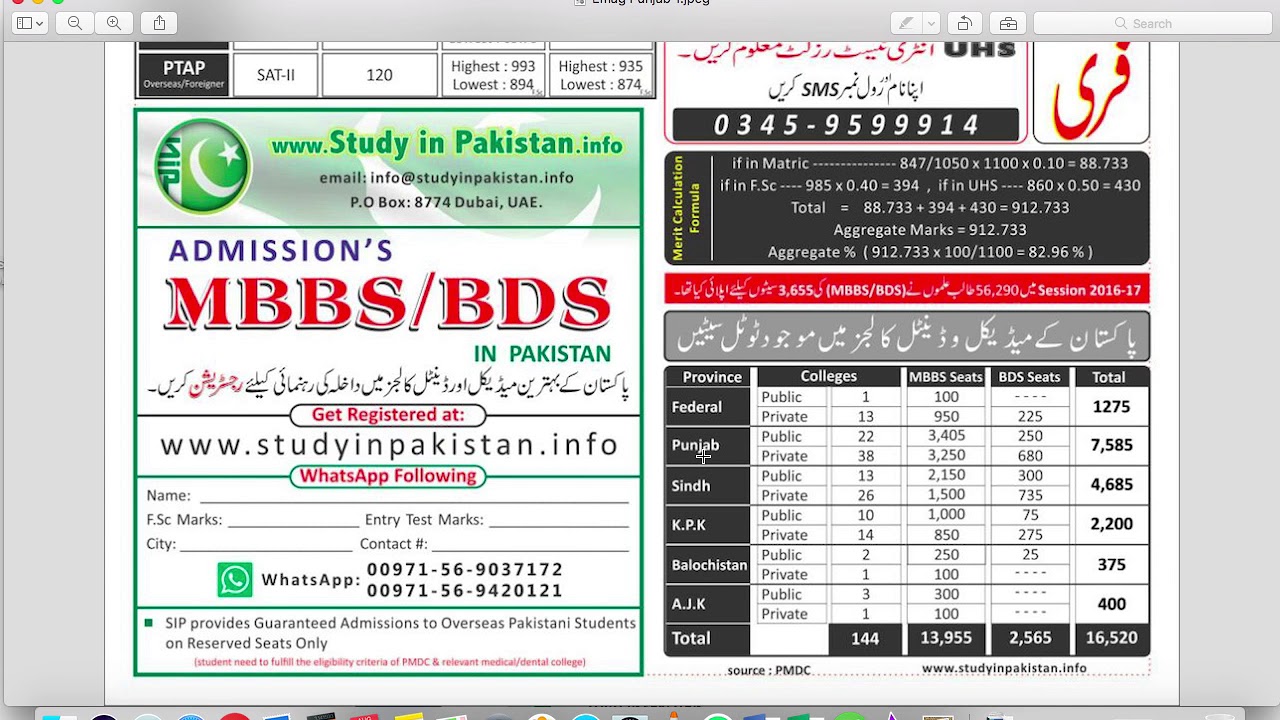 Total MBBS & BDS Seats in Pakistan YouTube