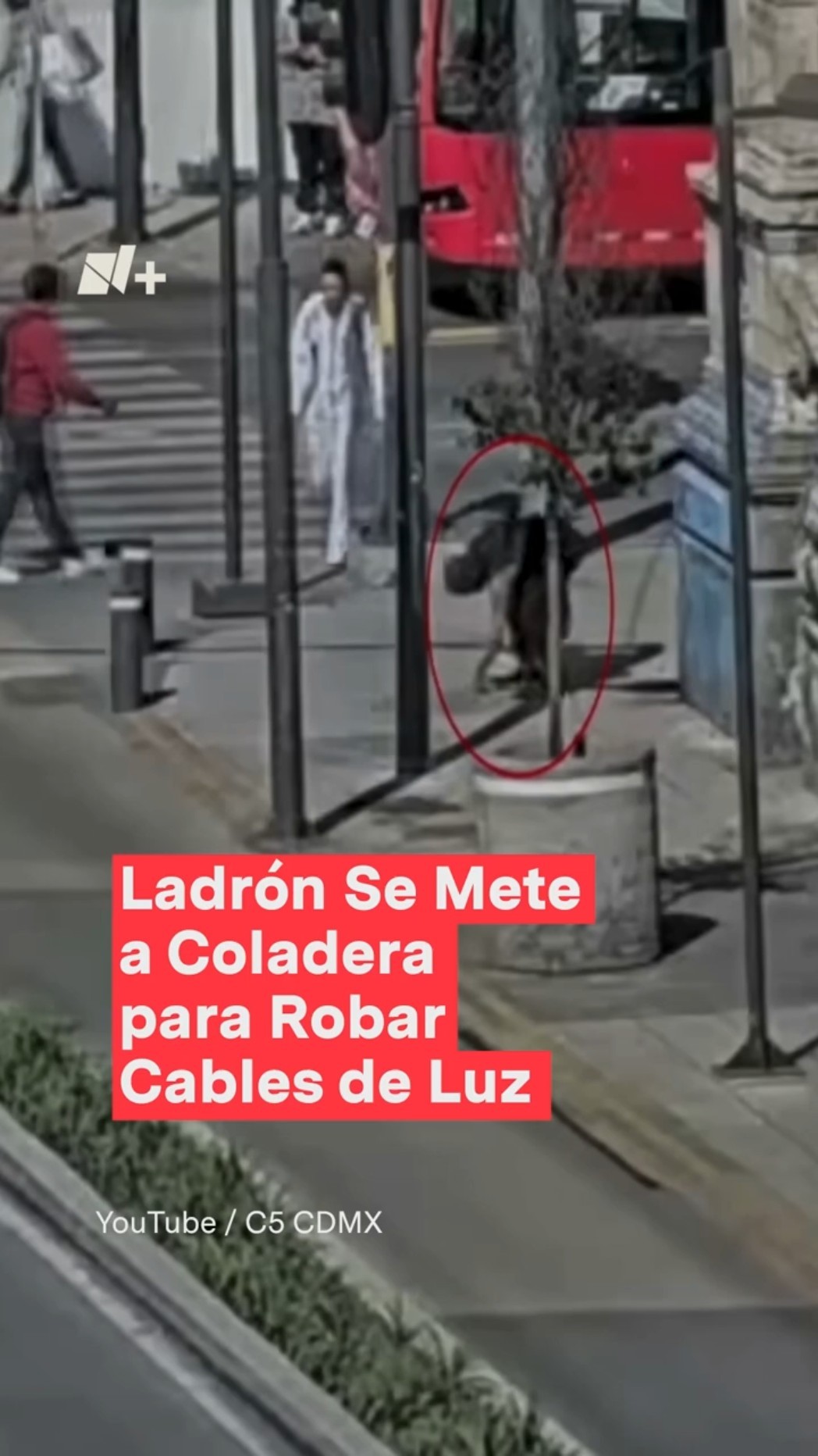 Ladrón se mete a coladera para robar cables de luz - N+ #Shorts