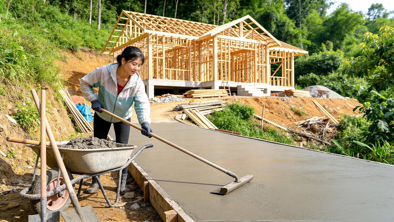 Timelapse - Building a Concrete Road to the Farm | DIY Rural Construction