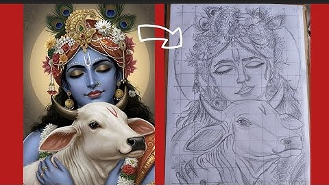 Shree krishna drawing step by step full video outline tutorial part //janamashtami special drawing//