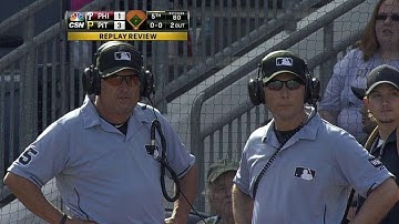 PHI@PIT: Phillies challenge out, call stands in 5th