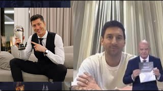 Reaction Leo Messi after Robert Lewandowski The Best FIFA Men‘s player