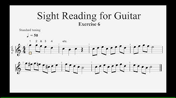 Sight Reading For Guitar. Exercise 6 (2B string in 1st position)