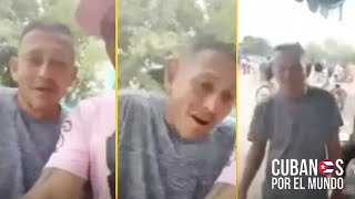 Fidelista; borracho, y sin dientes; se queja de que le quitaron la corriente a la hora de "fiestar"