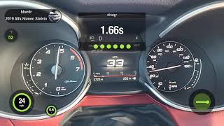 stock alfa romeo stelvio 2.0l 0-60mph, 1/4 mile time 13.75 at 100mph