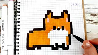 Рисуем Собаку КОРГИ Рисунки По Клеточкам КАК НАРИСОВАТЬ PIXEL ART Corgi Dog Puppy