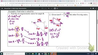 Precalculus: 4-1 Right Triangle Trigonometry Notes